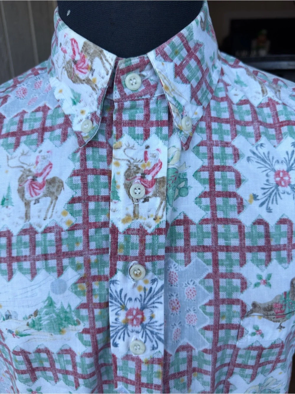 RARE Vintage 1989 Reyn Spooner Mele Kalikimaka Button Front Christmas Shirt Sz M